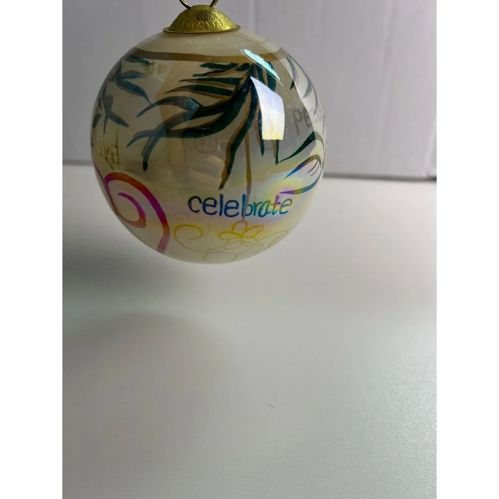 Vintage 1999 Glass Hand Painted Christmas Ornament Love Hope Peace‎
